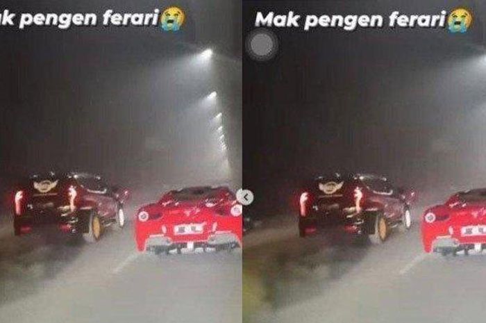 Adu balap liar Ferrari vs Pajero Sport di jalan umum viral.