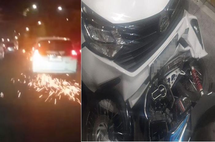 Tangkap layar Daihatsu Sigra berapi-api di Jalanan Bandung usai menyeret Yamaha RX-King sejauh 5 km.