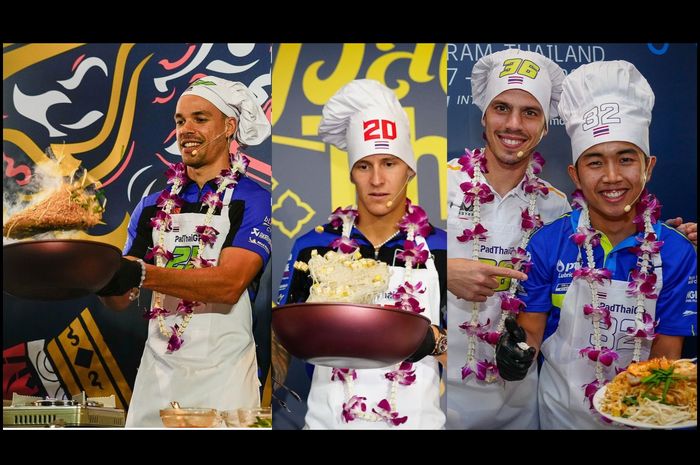 Franco Morbidelli, Fabio Quartararo dan Joan Mir pamer aksi memasak jelang MotoGP Thailand 2023