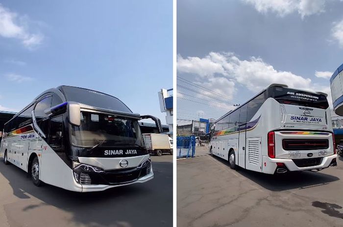 penampakan bus baru PO Sinar Jaya yang menggunakan bodi Skylander R22 New Armada.