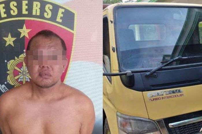 Salah satu spesialis pencuri truk di Lampung dibekuk Polisi beserta barang bukti Mitsubishi Colt Diesel (Canter)