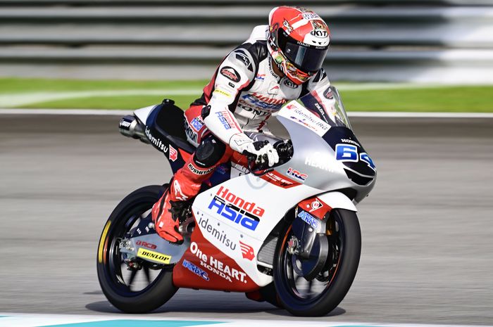 Mario Aji menjalani balapan Moto3 Malaysia 2023