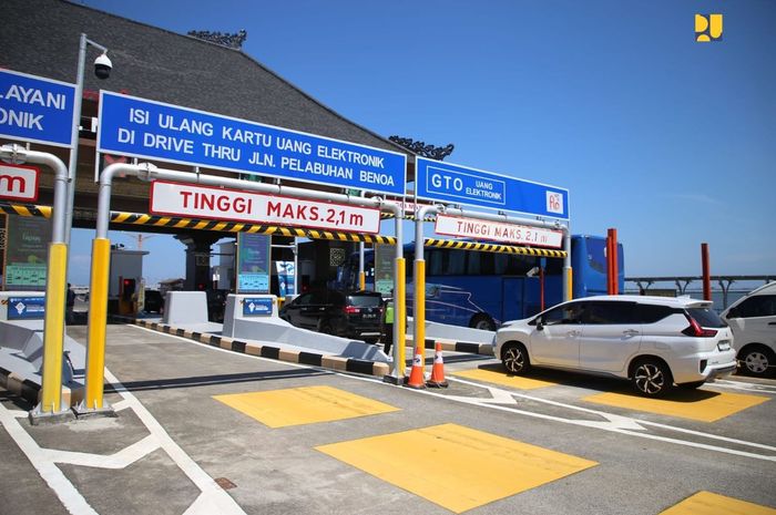 Sistem transaksi tol nirsentuh tanpa henti atau multi lane free flow (MLFF) siap diterapkan di Indonesia. Pada tahap awal, transaksi tol nirsentuh dimulai di Tol Bali Mandara.(Dok. Kementerian PUPR)  
