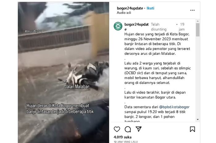 Honda BeAT hanyut kesapu banjir di Bogor karena hujan deras