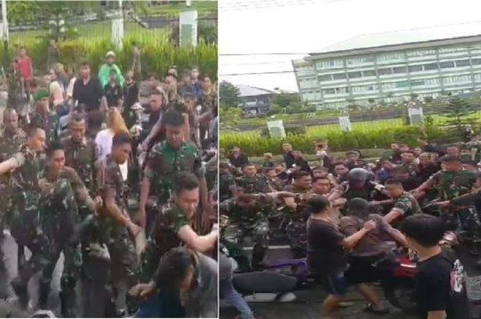 Keributan prajurit TNI Kodam XIII/Merdeka Manado, Sulawesi Utara dengan pengiring jenazah berknalpot brong