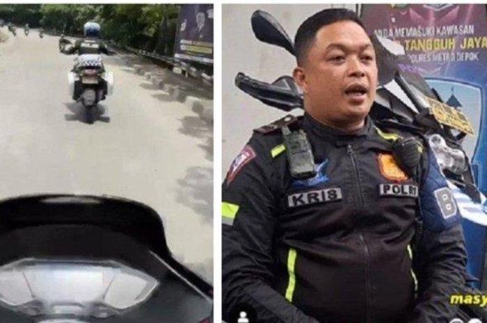Aipda Kristiyanto, Unit Turjawali Satlantas Polres Metro Depok yang mengawal pengendara Honda PCX karena dikejar-kejar debt collector