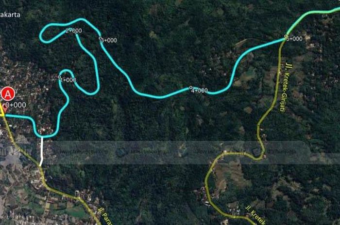 Peta kelok 18 di Jalur Lintas Selatan Jawa ruas Bantul-Gunung Kidul sepanjang 5,64 kilometer
