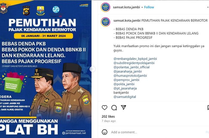 Warga Jambi segera manfaatkan program penghapusan denda PKB dan balik nama kendaraan 