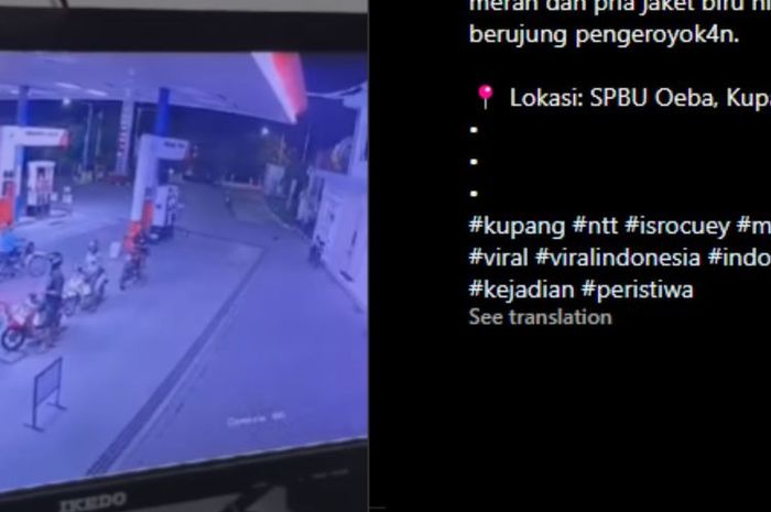 Rekaman video pengendara motor dikeroyok ramai-ramai karena serobot antrean di SPBU Oeba, Kupang
