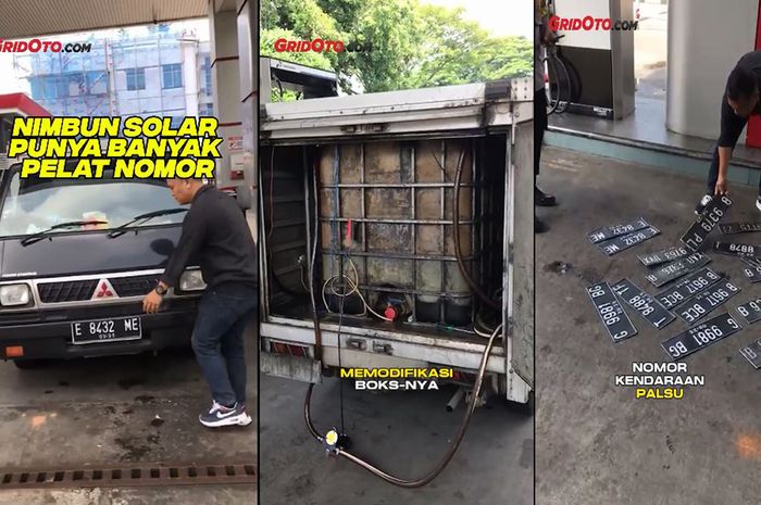 tangkap layar aksi penimbunan BBM yang dilakukan Mitsubishi L300 di Tangerang Selatan