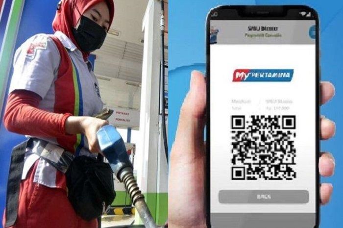 Ilustrasi harga BBM Pertamax (kiri) dan aplikasi MyPertamina (kanan).