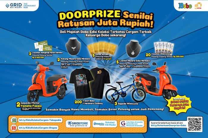 Door prize menarik dari pembelian majalah bobo edisi koleksi 50 tahun