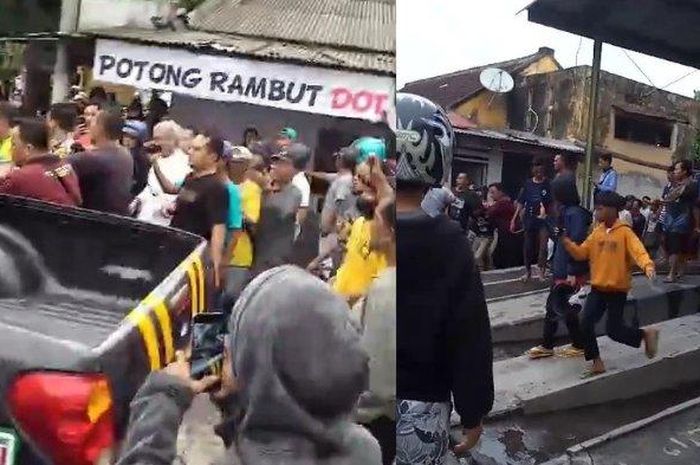Aksi warga menggebuki maling Honda Scoopy milik kurir paket di Lumajang, Jawa Timur