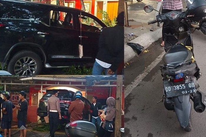 Toyota Fortuner hajar pemotor dan masuk ke rumah warga. Sopir dan penumpang umur segini