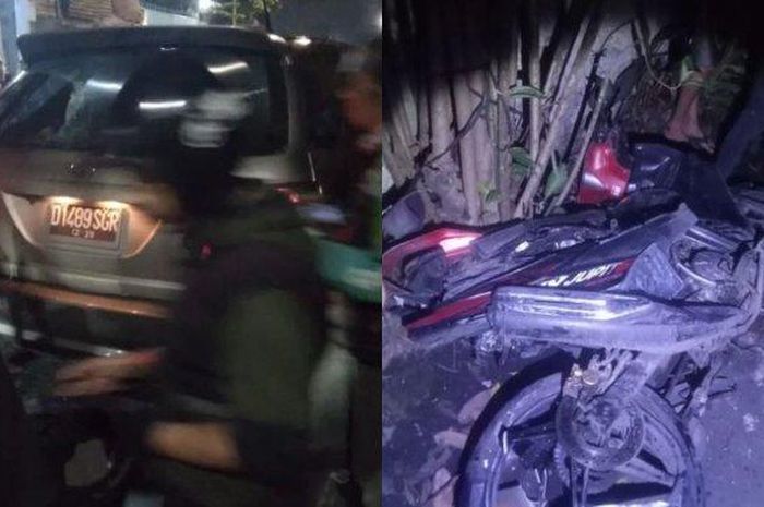 Wujud Toyota Harrier dan Yamaha Jupiter MX 135 yang terlibat kecelakaan di jl BKR kota Bandung hingga menewaskan pengojek online