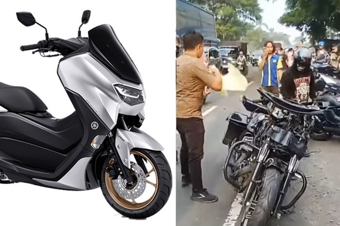 Ilustrasi Yamaha NMAX (kiri) dan Harley-Davidson yang kecelakaan di Probolinggo (kanan).