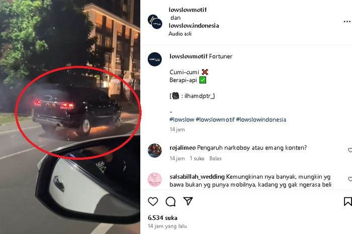 Fortuner kaki pincang gerus aspal hingga keluarkan percikan api