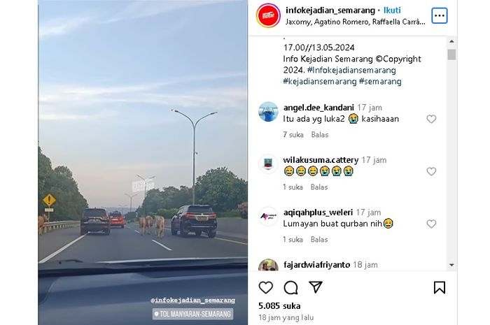 Truk terbakar di Tol Manyaran bikin korban berhamburan keluar jalan. 