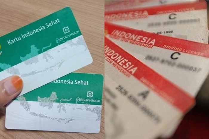 Foto ilustrasi BPJS Kesehatan (kiri) dan SIM (kanan).