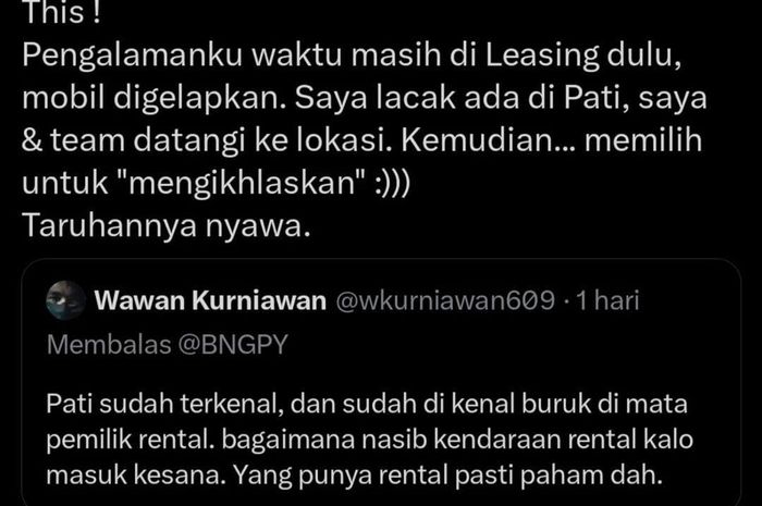 Seorang netizen sharing pengalaman narik mobil di Pati