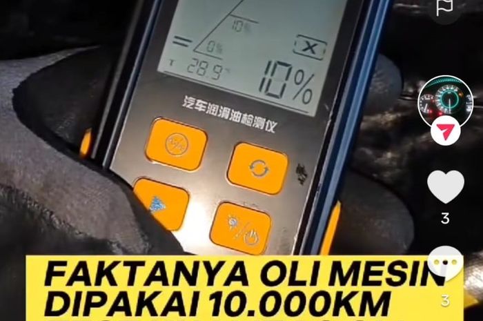 Alat pengukur kualitas oli milik bengkel Masmun Sukses Motor di Wonogiri, Jawa Tengah saat mengukur kondisi oli mesin mobil yang sudah menempuh 10.000 km