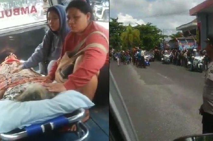 Cuplikan video ambulans bawa pasien ditahan dan suruh matikan sirine demi rombongan presiden Joko Widodo lewat dahulu di depan RSUD dr Murjani Kotawaringin Timur, Kalimantan Tengah