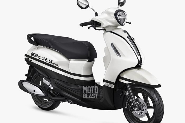 Digimods Yamaha Grand Filano ala livery Toyota AE86 dari anime Initial D