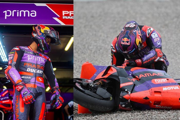 Jorge Martin ngamuk hampir merubuhkan panel dinding garasi tim Pramac Racing di MotoGP Jerman 2024
