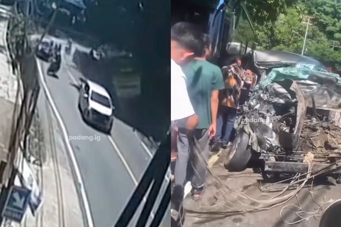 Kecelakaan bus Family Raya menabrak Toyota Kijang Innova di Padang