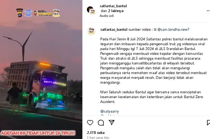 Viral video truk naik ke atas pembatas jalan di Bantul. Polisi gerak cepat tangkap si sopir