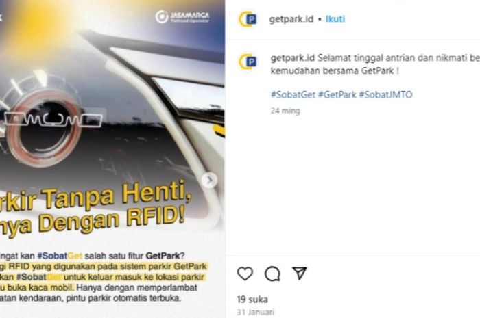 Parkir tanpa henti dengan RFID