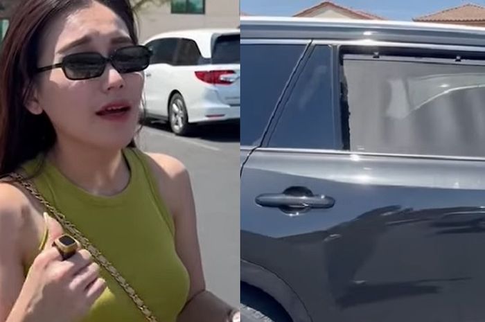 Lexus TX350 yang ditumpangi Ayu Ting Ting saat berada di Amerika jadi sasaran maling pecah kaca