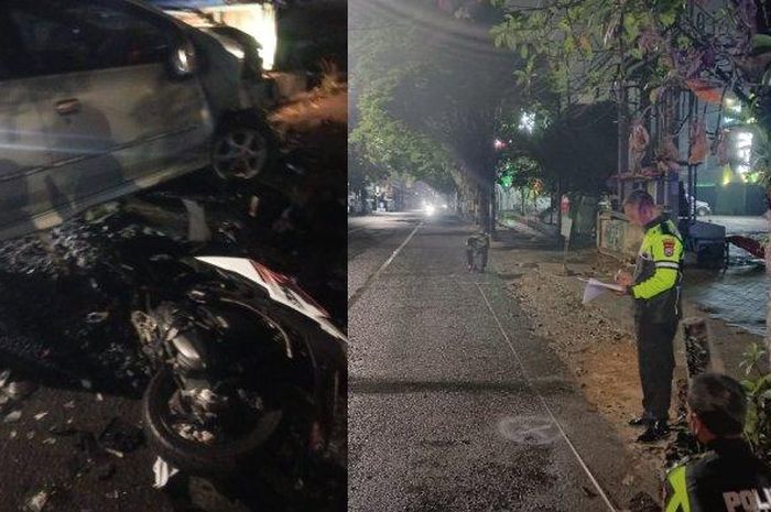 Kecelakaan Toyota Agya sabet Honda BeAT di Lowokwaru, kota Malang