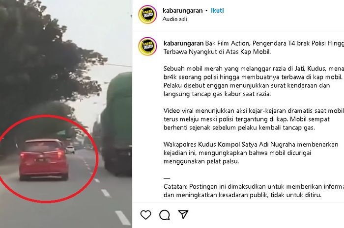 Toyota Calya Pelat K jadi sasaran emosi warga, nekat bawa polisi yang nyangkut di kap mesin