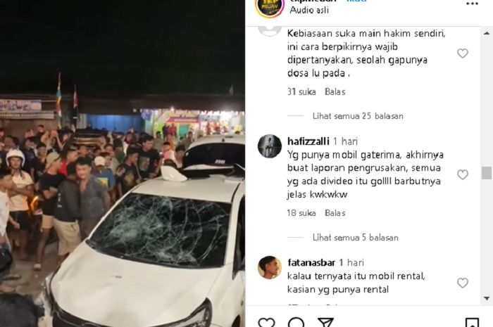 Honda Brio jadi sasaran pengerusakan di Medan. Berawal teriakan pemilik asli NMAX curian