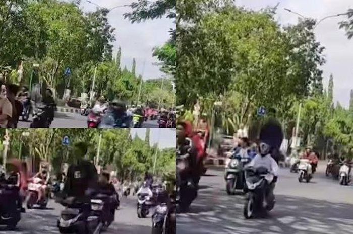 Rombongan pengantar jenazah arogan di jalanan kota Makassar, Sulawesi Selatan