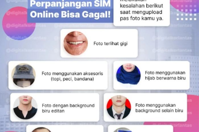 Tujuh kesalahan foto bikin perpanjangan SIM Online ditolak 