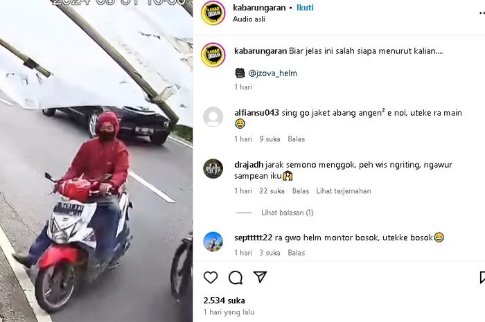 Pengendara Honda BeAT dihujat netizen, belok sudah pakai sein tapi waktunya nggak pas