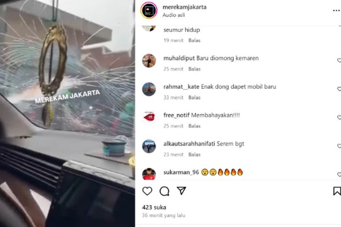 Kaca depan Ertiga pecah tertimpa kayu proyek LRT 