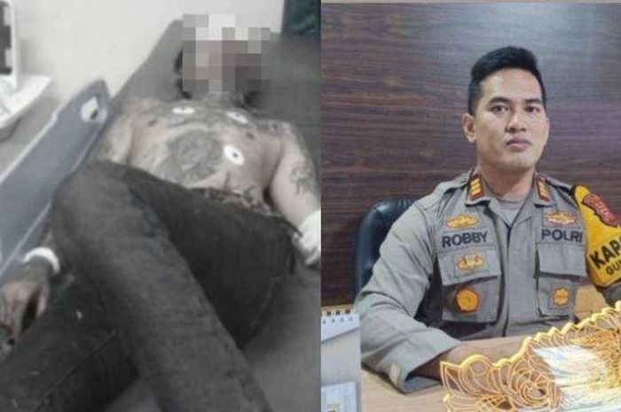 Kolase foto korban (kiri) dan AKP Aulia Robby (kanan). Kondisi Terkini Korban Pengeroyokan Acara Komunitas Vespa dan Punk di Gunungputri Bogor