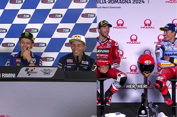 Dulu Valentino Rossi, sekarang giliran Marc Marquez yang mengajari Enea Bastianini bahasa Inggris di Misano