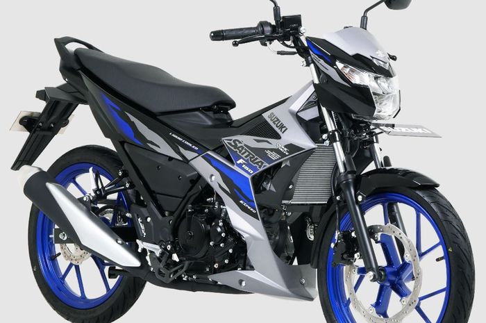 detail tampilan Suzuki Satria F150 warna Metallic Mat Fibroin Gray-Titan Black