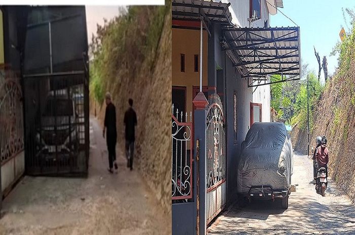 Foto kiri pagar besi garasi di badan jalan sebelum dibongkar dan foto kanan setelah dibongkar milik Haji Agus (56) di Jl Rappokalling Raya, Tammua, Tallo, Makassar, Sulawesi Selatan