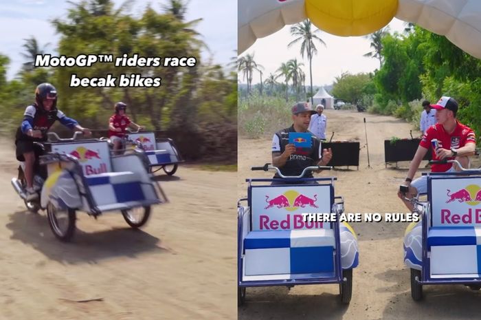 Jorge Martin dan Pedro Acosta balapan pakai becak motor di MotoGP Mandalika 2024