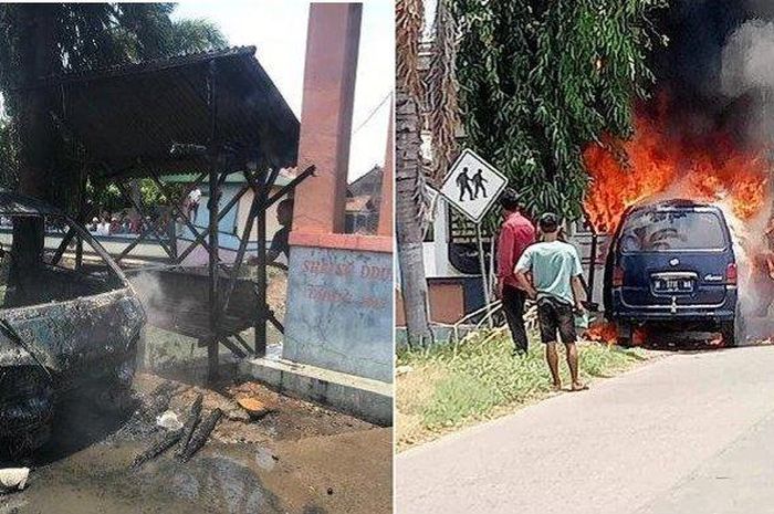Daihatsu Espass terbakar di desa Batukali, Kalinyamatan, Jepara, Jawa Tengah sekitar pukul 11:27 WIB, (30/9/24).