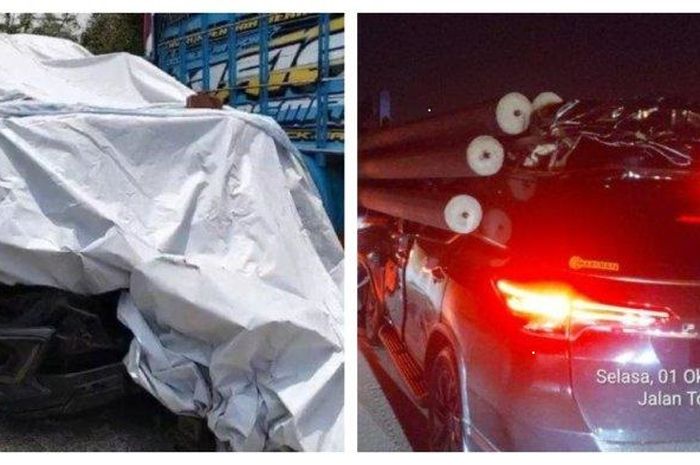 Mobil Fortuner yang ditumpangi Kapolres Boyolali hancur menabrak truk