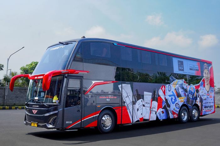 Bus Tweety Juragan 99 Trans dengan livery spesial Alex Marquez