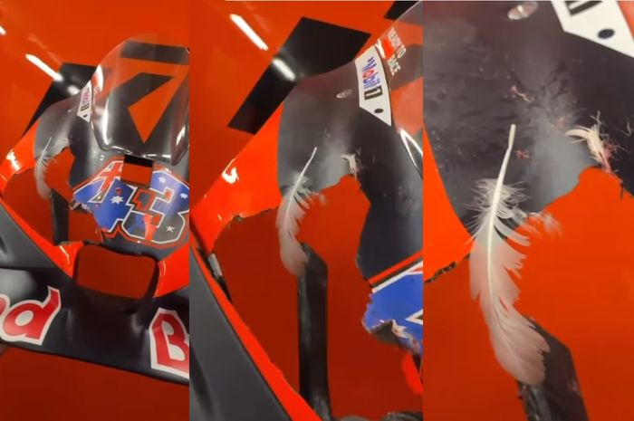 Lubang di fairing depan motor Jack Miller usai balapan MotoGP Australia 2024
