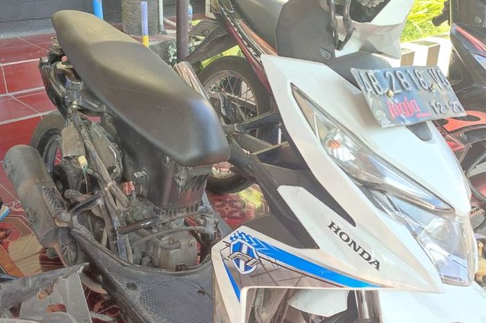Bodi Honda BeAT hasil maling di Muntilan Magelang yang dipreteli pelaku agar aman dipakai kerja 