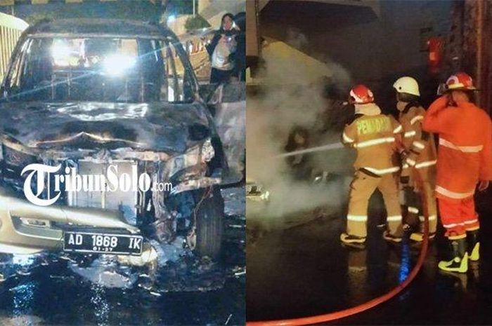 Toyota Avanza ludes dilalap api di waduk Gilingan, Solo